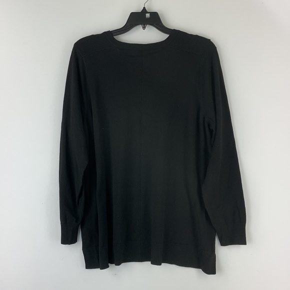 Karen Scott Black V Neck Seam Front Back Center Pullover Sweater NWT Size 2X - Picture 5 of 6